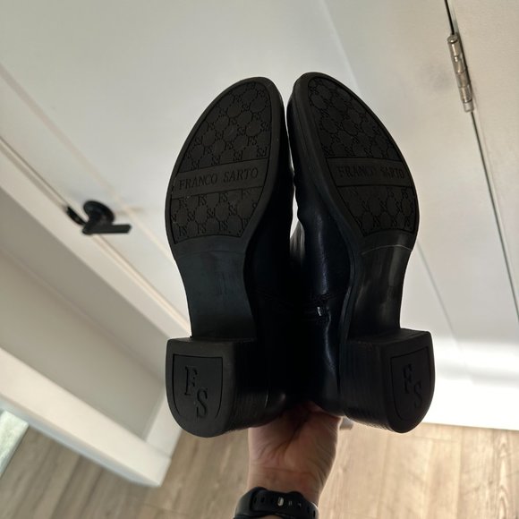 Franco Sarto Two-Tone Riding Boot Black Brown Zipper Size 7.5 - Picture 4 of 5